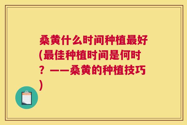 桑黄什么时间种植好(佳种植时间是何时?——桑黄的种植技巧) 桑黄什么时间种植好(佳种植时间是何时?——桑黄的种植技巧)
