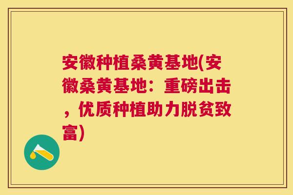 安徽种植桑黄基地(安徽桑黄基地:重磅出击,优质种植助力脱贫致富) 安徽种植桑黄基地(安徽桑黄基地:重磅出击,优质种植助力脱贫致富)