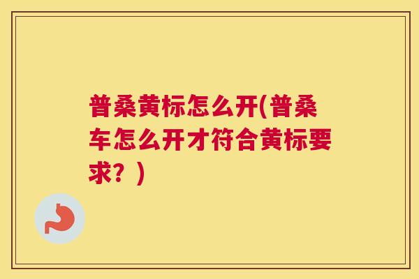 普桑黄标怎么开(普桑车怎么开才符合黄标要求？)
