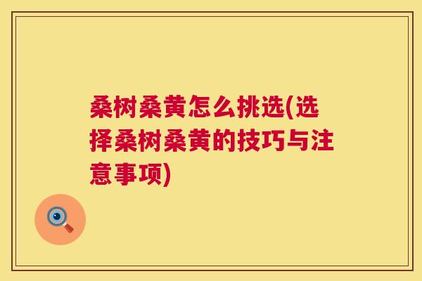 桑树桑黄怎么挑选(选择桑树桑黄的技巧与注意事项) 桑树桑黄怎么挑选(选择桑树桑黄的技巧与注意事项)