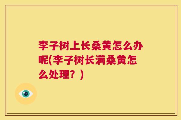 李子树上长桑黄怎么办呢(李子树长满桑黄怎么处理?) 李子树上长桑黄怎么办呢(李子树长满桑黄怎么处理?)