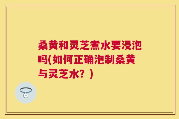 桑黄和灵芝煮水要浸泡吗(如何正确泡制桑黄与灵芝水?) 桑黄和灵芝煮水要浸泡吗(如何正确泡制桑黄与灵芝水?)