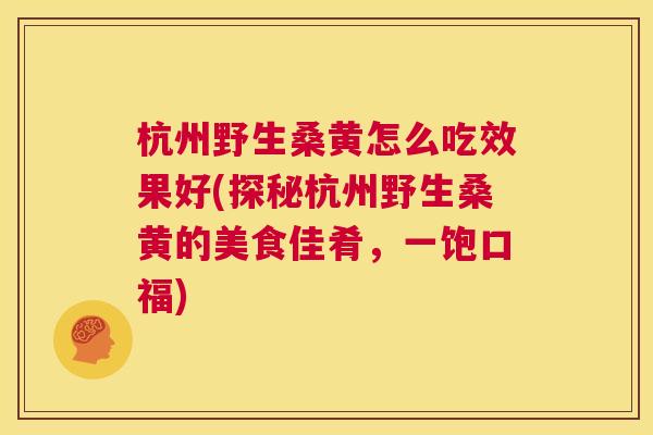 杭州野生桑黄怎么吃效果好(探秘杭州野生桑黄的美食佳肴,一饱口福) 杭州野生桑黄怎么吃效果好(探秘杭州野生桑黄的美食佳肴,一饱口福)