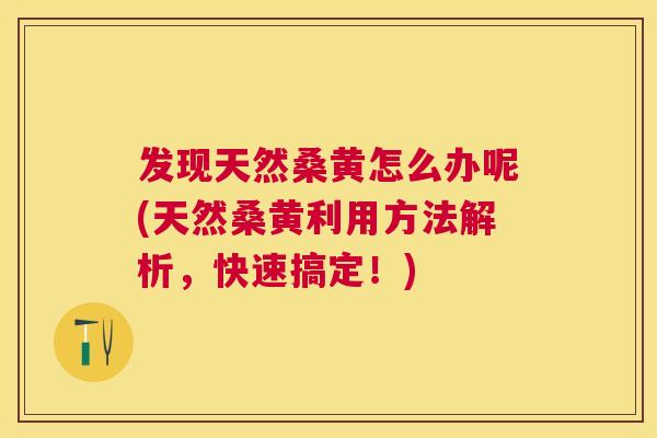 发现天然桑黄怎么办呢(天然桑黄利用方法解析，快速搞定！)