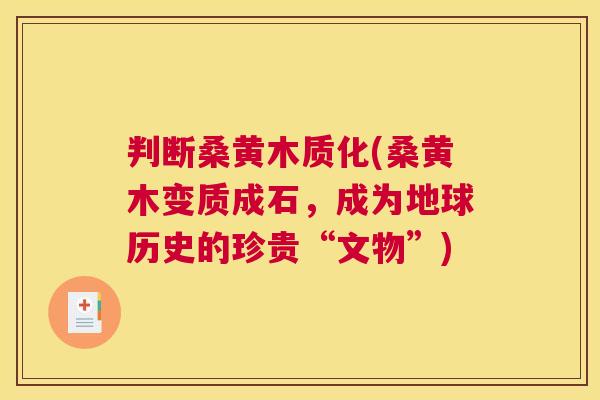 判断桑黄木质化(桑黄木变质成石,成为地球历史的珍贵“文物”) 判断桑黄木质化(桑黄木变质成石,成为地球历史的珍贵“文物”)