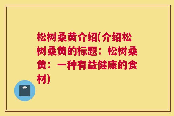 松树桑黄介绍(介绍松树桑黄的标题:松树桑黄:一种有益健康的食材) 松树桑黄介绍(介绍松树桑黄的标题:松树桑黄:一种有益健康的食材)