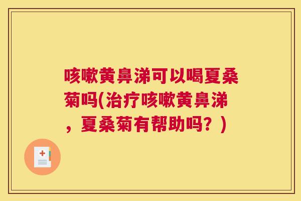 黄鼻涕可以喝夏桑菊吗(黄鼻涕,夏桑菊有帮助吗?) 黄鼻涕可以喝夏桑菊吗(黄鼻涕,夏桑菊有帮助吗?)