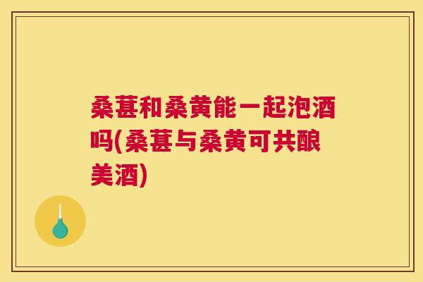 桑葚和桑黄能一起泡酒吗(桑葚与桑黄可共酿美酒)