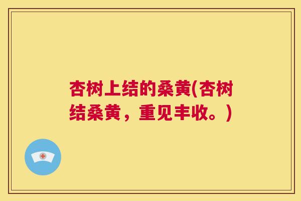 杏树上结的桑黄(杏树结桑黄,重见丰收。) 杏树上结的桑黄(杏树结桑黄,重见丰收。)