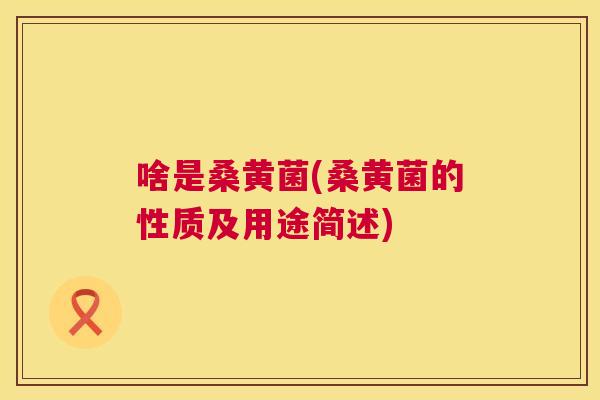 啥是桑黄菌(桑黄菌的性质及用途简述) 啥是桑黄菌(桑黄菌的性质及用途简述)