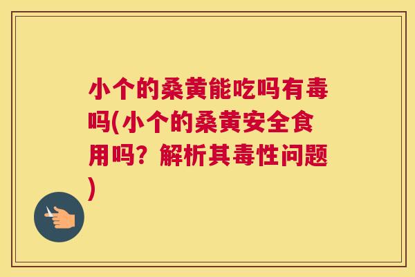 小个的桑黄能吃吗有毒吗(小个的桑黄安全食用吗？解析其毒性问题)