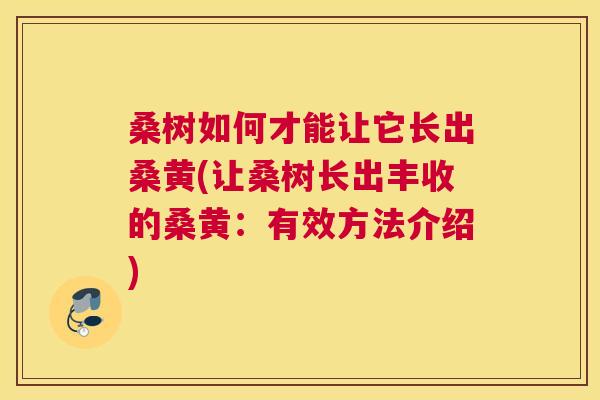 桑树如何才能让它长出桑黄(让桑树长出丰收的桑黄:有效方法介绍) 桑树如何才能让它长出桑黄(让桑树长出丰收的桑黄:有效方法介绍)