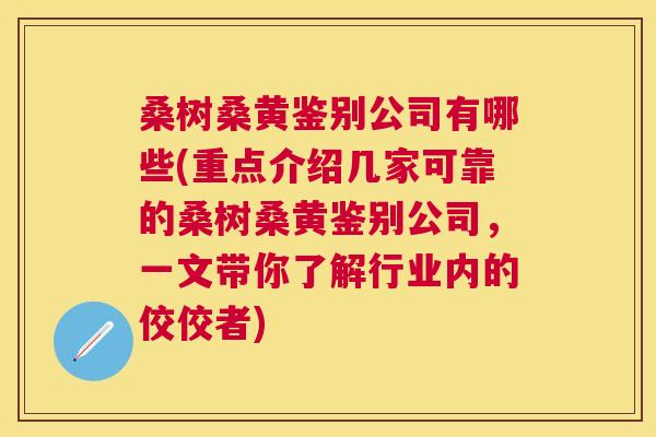 桑树桑黄鉴别公司有哪些(重点介绍几家可靠的桑树桑黄鉴别公司,一文带你了解行业内的佼佼者) 桑树桑黄鉴别公司有哪些(重点介绍几家可靠的桑树桑黄鉴别公司,一文带你了解行业内的佼佼者)