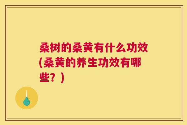 桑树的桑黄有什么功效(桑黄的养生功效有哪些?) 桑树的桑黄有什么功效(桑黄的养生功效有哪些?)