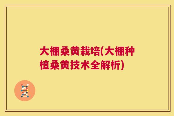 大棚桑黄栽培(大棚种植桑黄技术全解析) 大棚桑黄栽培(大棚种植桑黄技术全解析)