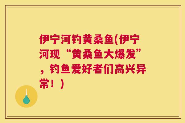 伊宁河钓黄桑鱼(伊宁河现“黄桑鱼大爆发”,钓鱼爱好者们高兴异常!) 伊宁河钓黄桑鱼(伊宁河现“黄桑鱼大爆发”,钓鱼爱好者们高兴异常!)