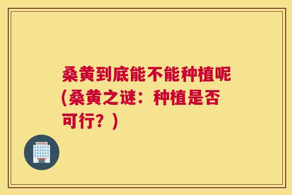 桑黄到底能不能种植呢(桑黄之谜:种植是否可行?) 桑黄到底能不能种植呢(桑黄之谜:种植是否可行?)