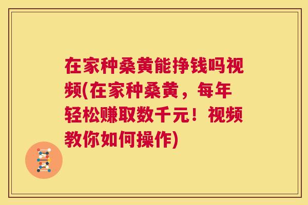 在家种桑黄能挣钱吗视频(在家种桑黄,每年轻松赚取数千元!视频教你如何操作) 在家种桑黄能挣钱吗视频(在家种桑黄,每年轻松赚取数千元!视频教你如何操作)