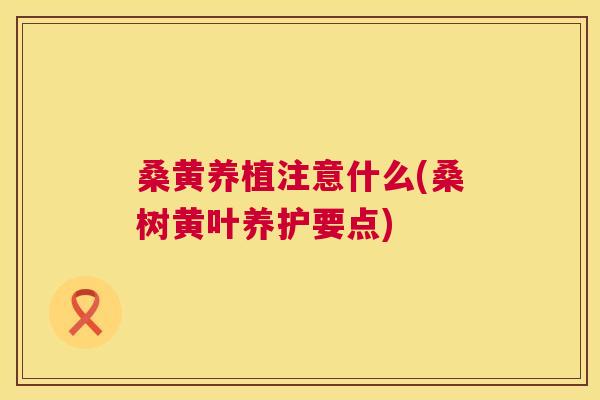 桑黄养植注意什么(桑树黄叶养护要点) 桑黄养植注意什么(桑树黄叶养护要点)