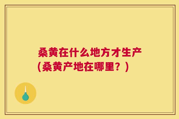 桑黄在什么地方才生产(桑黄产地在哪里?) 桑黄在什么地方才生产(桑黄产地在哪里?)