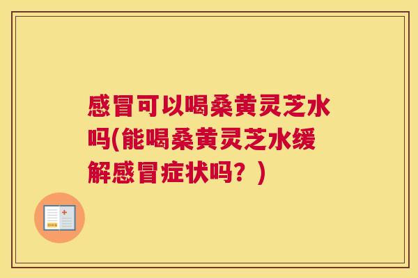 可以喝桑黄灵芝水吗(能喝桑黄灵芝水缓解症状吗?) 可以喝桑黄灵芝水吗(能喝桑黄灵芝水缓解症状吗?)