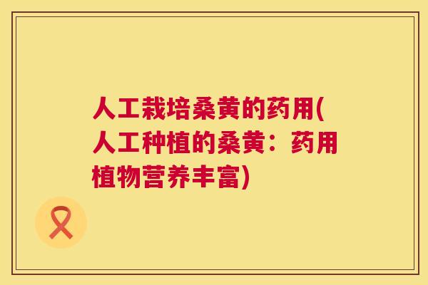 人工栽培桑黄的药用(人工种植的桑黄:药用植物营养丰富) 人工栽培桑黄的药用(人工种植的桑黄:药用植物营养丰富)