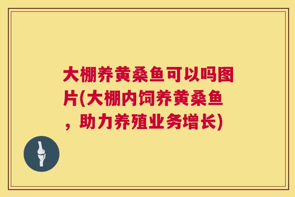 大棚养黄桑鱼可以吗图片(大棚内饲养黄桑鱼,助力养殖业务增长) 大棚养黄桑鱼可以吗图片(大棚内饲养黄桑鱼,助力养殖业务增长)