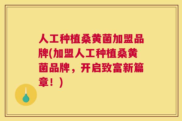人工种植桑黄菌加盟品牌(加盟人工种植桑黄菌品牌,开启致富新篇章!) 人工种植桑黄菌加盟品牌(加盟人工种植桑黄菌品牌,开启致富新篇章!)