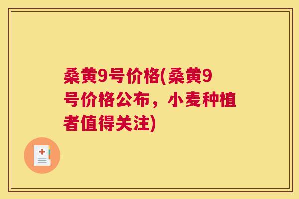 桑黄9号价格(桑黄9号价格公布,小麦种植者值得关注) 桑黄9号价格(桑黄9号价格公布,小麦种植者值得关注)