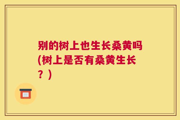 别的树上也生长桑黄吗(树上是否有桑黄生长?) 别的树上也生长桑黄吗(树上是否有桑黄生长?)