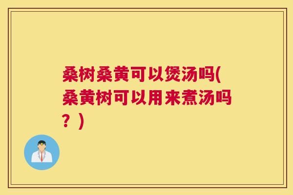 桑树桑黄可以煲汤吗(桑黄树可以用来煮汤吗？)