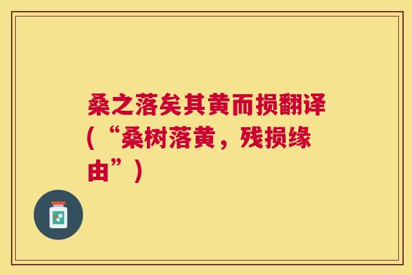 桑之落矣其黄而损翻译(“桑树落黄,残损缘由”) 桑之落矣其黄而损翻译(“桑树落黄,残损缘由”)