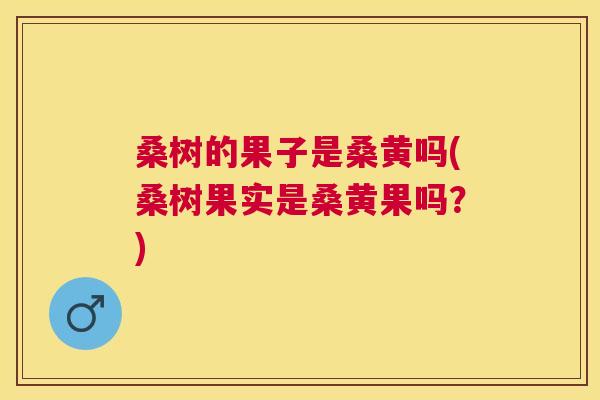 桑树的果子是桑黄吗(桑树果实是桑黄果吗？)