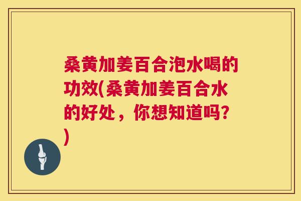 桑黄加姜百合泡水喝的功效(桑黄加姜百合水的好处，你想知道吗？)