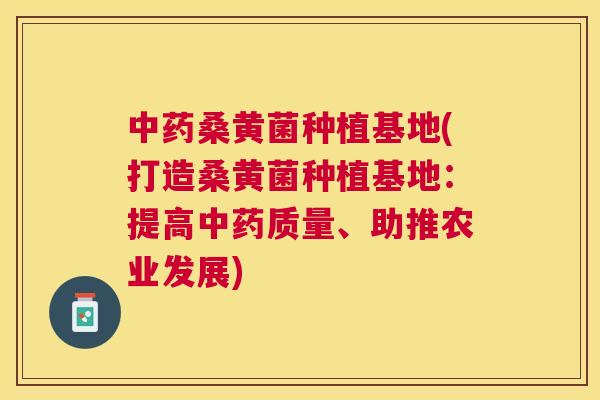 桑黄菌种植基地(打造桑黄菌种植基地：提高质量、助推农业发展)