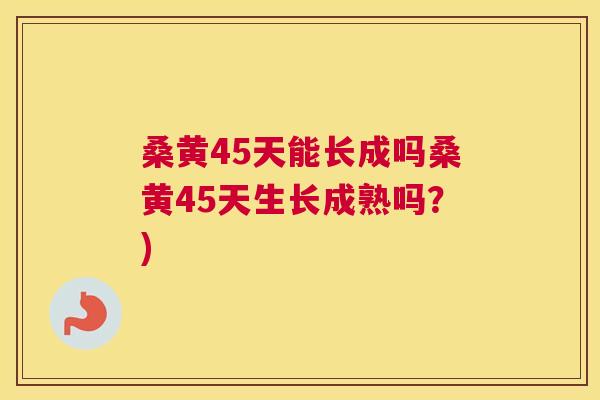 桑黄45天能长成吗桑黄45天生长成熟吗？)