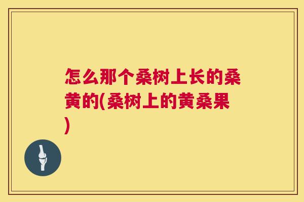 怎么那个桑树上长的桑黄的(桑树上的黄桑果)