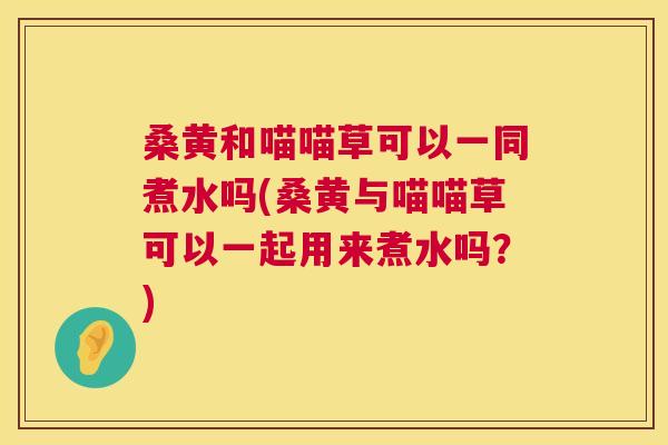 桑黄和喵喵草可以一同煮水吗(桑黄与喵喵草可以一起用来煮水吗？)