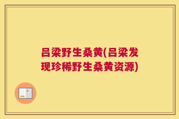 吕梁野生桑黄(吕梁发现珍稀野生桑黄资源)