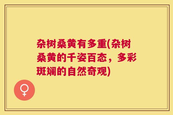 杂树桑黄有多重(杂树桑黄的千姿百态，多彩斑斓的自然奇观)