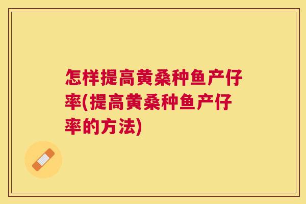 怎样提高黄桑种鱼产仔率(提高黄桑种鱼产仔率的方法)