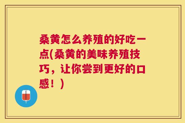 桑黄怎么养殖的好吃一点(桑黄的美味养殖技巧，让你尝到更好的口感！)
