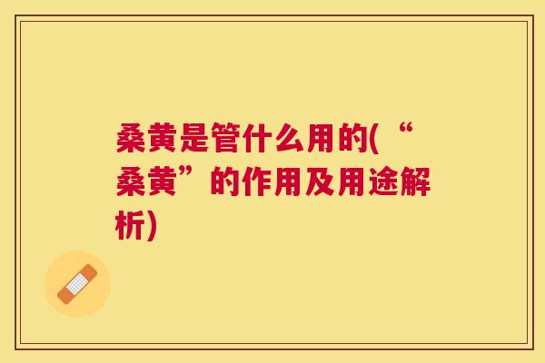 桑黄是管什么用的(“桑黄”的作用及用途解析)