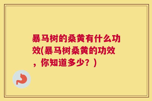 暴马树的桑黄有什么功效(暴马树桑黄的功效,你知道多少?) 暴马树的桑黄有什么功效(暴马树桑黄的功效,你知道多少?)