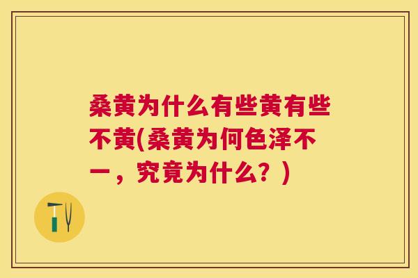桑黄为什么有些黄有些不黄(桑黄为何色泽不一,究竟为什么?) 桑黄为什么有些黄有些不黄(桑黄为何色泽不一,究竟为什么?)
