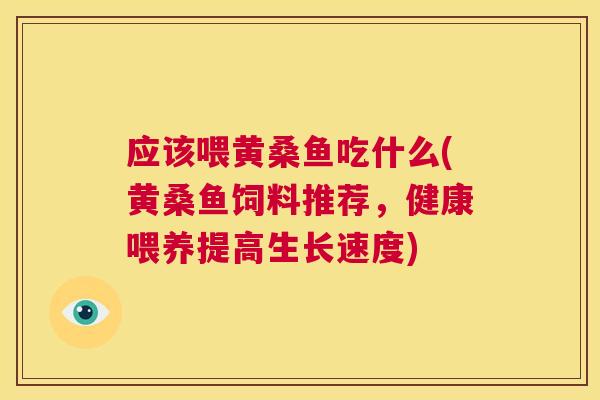 应该喂黄桑鱼吃什么(黄桑鱼饲料推荐,健康喂养提高生长速度) 应该喂黄桑鱼吃什么(黄桑鱼饲料推荐,健康喂养提高生长速度)