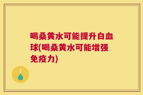 喝桑黄水可能提升白球(喝桑黄水可能增强力) 喝桑黄水可能提升白球(喝桑黄水可能增强力)