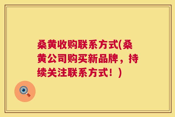 桑黄收购联系方式(桑黄公司购买新品牌,持续关注联系方式!) 桑黄收购联系方式(桑黄公司购买新品牌,持续关注联系方式!)