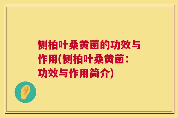 侧柏叶桑黄菌的功效与作用(侧柏叶桑黄菌:功效与作用简介) 侧柏叶桑黄菌的功效与作用(侧柏叶桑黄菌:功效与作用简介)