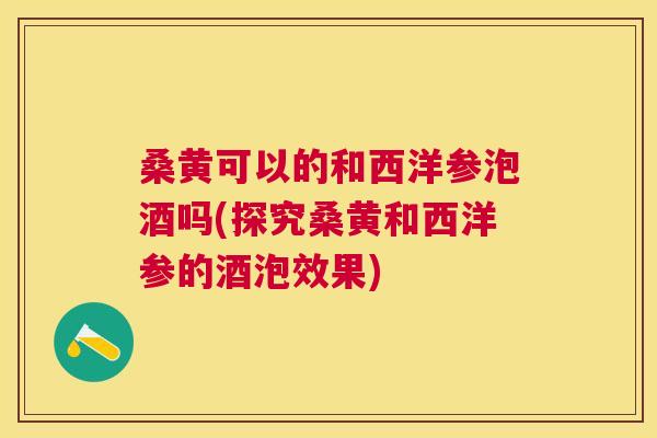 桑黄可以的和西洋参泡酒吗(探究桑黄和西洋参的酒泡效果) 桑黄可以的和西洋参泡酒吗(探究桑黄和西洋参的酒泡效果)